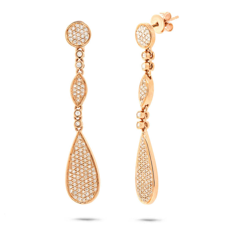 0.60ct 14k Yellow Gold Diamond Pave Earring