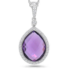 0.17ct Diamond & 4.36ct Amethyst 14k White Gold Pendant