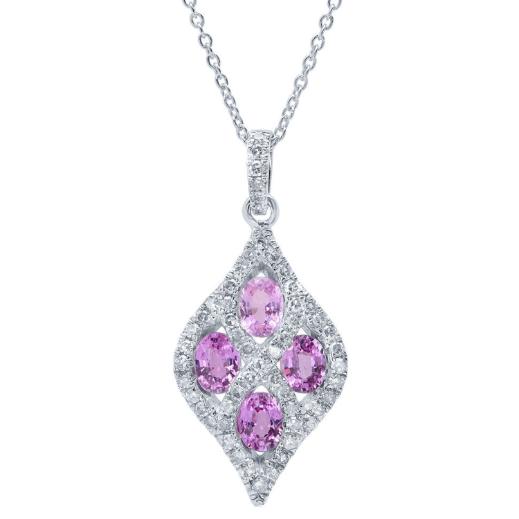 0.26ct Diamond & 0.86ct Pink Sapphire 14k White Gold Pendant