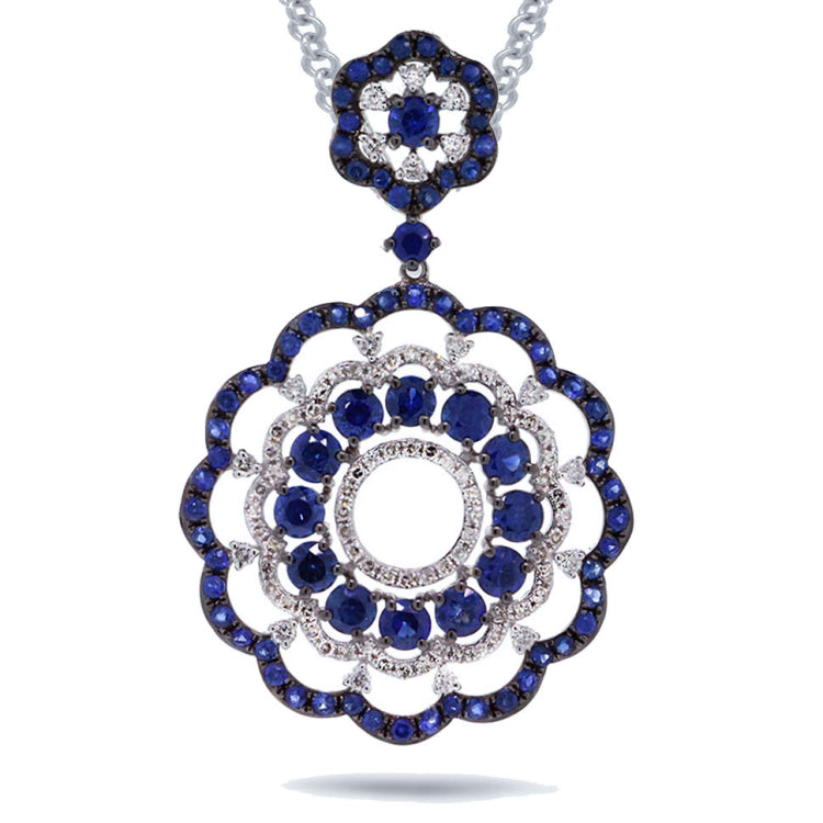 0.61ct Diamond & 3.88ct Blue Sapphire 14k White Gold Pendant
