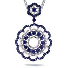 0.61ct Diamond & 3.88ct Blue Sapphire 14k White Gold Pendant