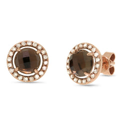 0.21ct Diamond & 1.65ct Smokey Topaz 14k Rose Gold Earring