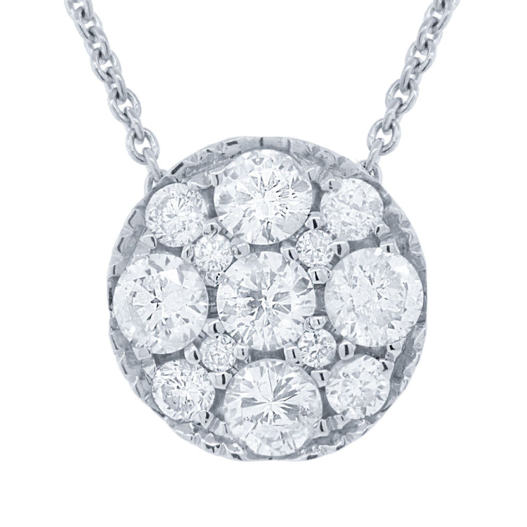 0.55ct 14k White Gold Diamond Cluster Necklace