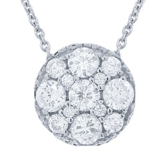 0.55ct 14k White Gold Diamond Cluster Necklace