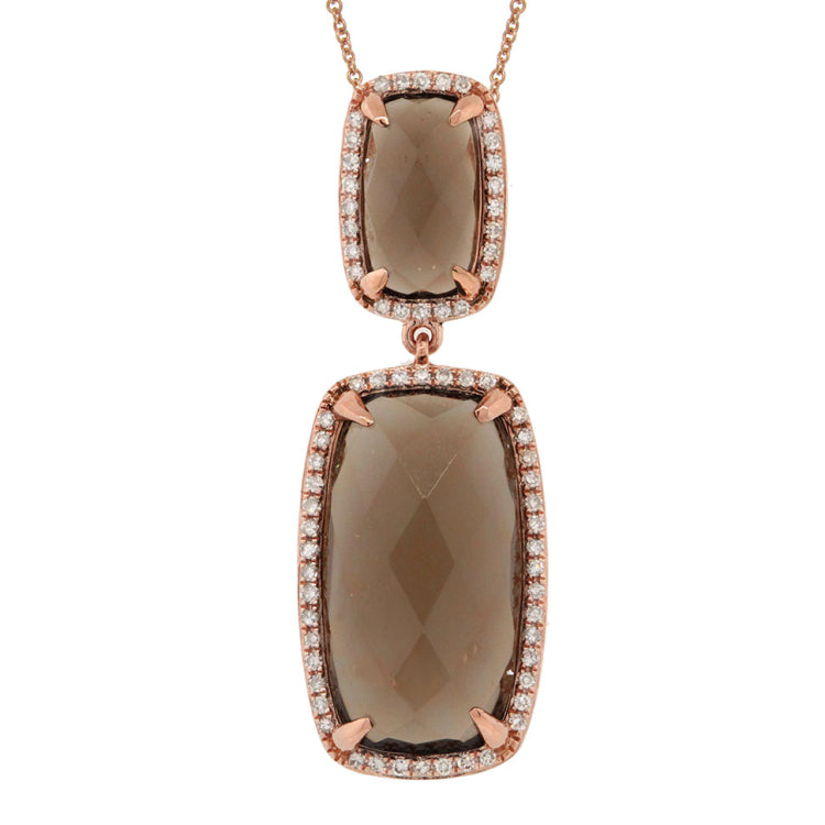 0.21ct Diamond & 9.03ct Smokey Topaz 14k Rose Gold Pendant