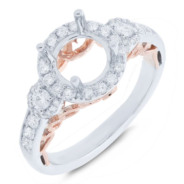 0.52ct 14k Two-tone Rose Gold Diamond Semi-mount Ring