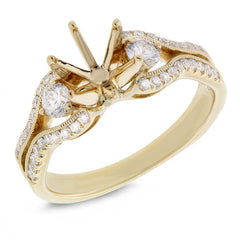 0.49ct 14k Yellow Gold Diamond Semi-mount Ring for 1.00ct Center