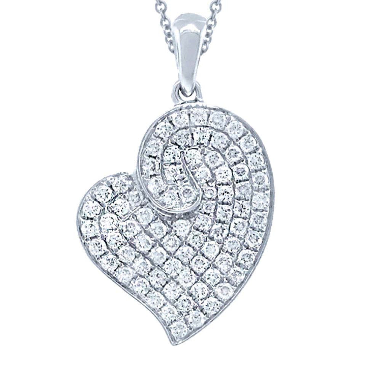 0.42ct 14k White Gold Diamond Heart Necklace