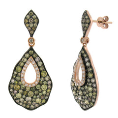 3.26ct 14k Rose Gold White & Multi-color Diamond Earring