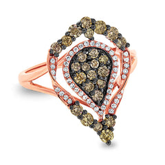0.93ct 14k Rose Gold White & Champagne Diamond Ring