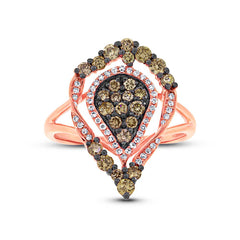 0.93ct 14k Rose Gold White & Champagne Diamond Ring