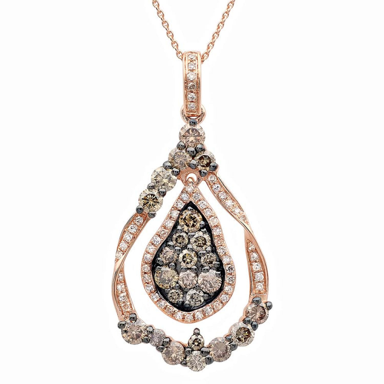 1.10ct 14k Rose Gold White & Champagne Diamond Pendant