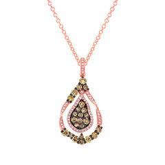 1.10ct 14k Rose Gold White & Champagne Diamond Pendant