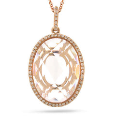 0.19ct Diamond & 9.95ct White Topaz 14k Rose Gold Pendant