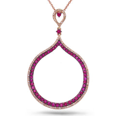 0.35ct Diamond & 1.17ct Ruby 14k Rose Gold Pendant