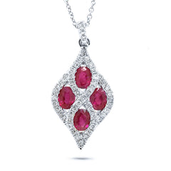 0.26ct Diamond & 0.99ct Ruby 14k White Gold Pendant