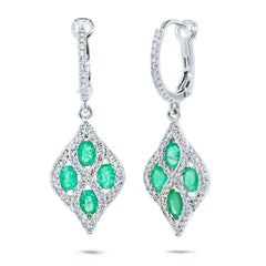 0.49ct Diamond & 1.26ct Emerald 14k White Gold
