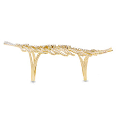 2.65ct 14k Yellow Gold Diamond Feather Ring