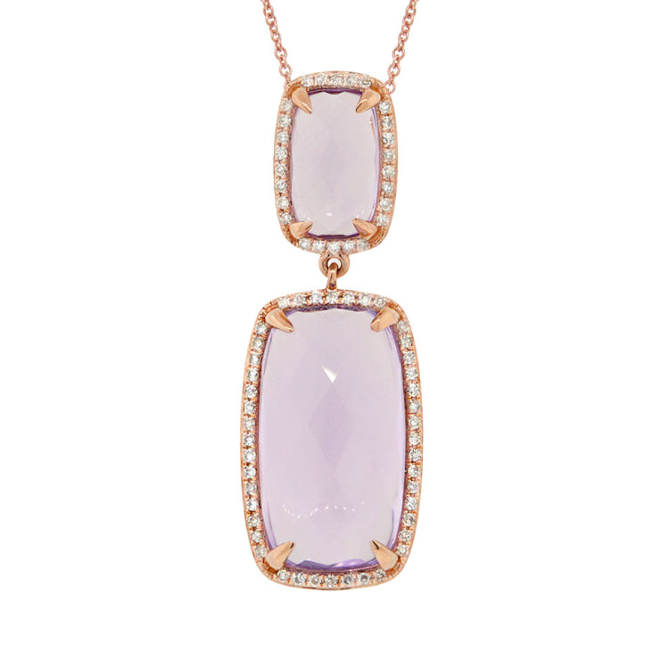 0.21ct Diamond & 8.99ct Amethyst 14k Rose Gold Pendant