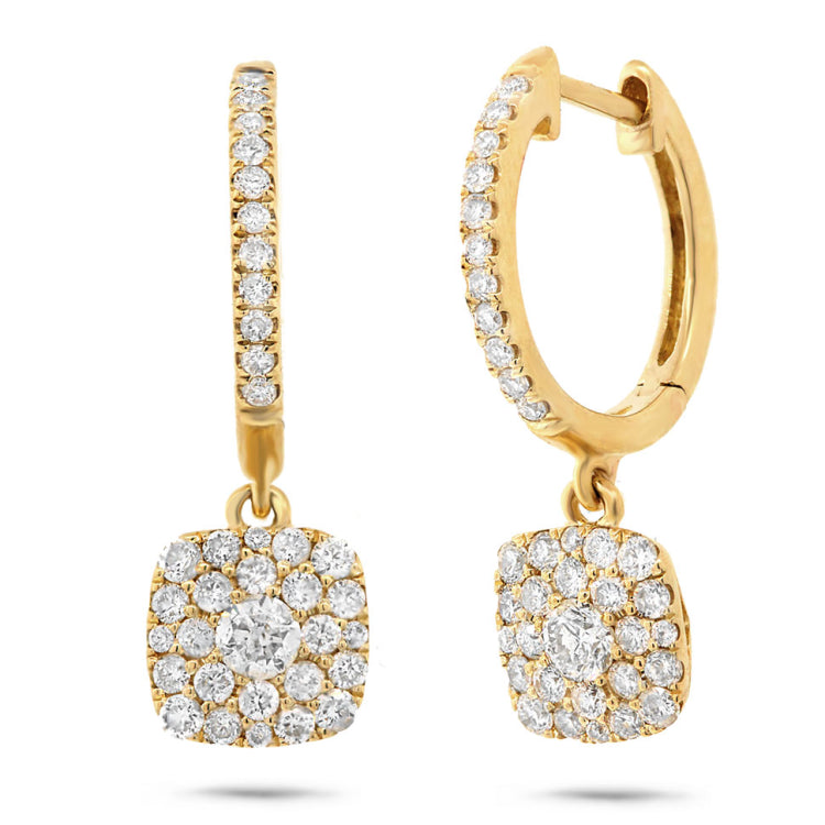 0.70ct 14k Yellow Gold Diamond Cluster Earring
