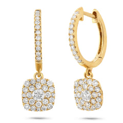 0.70ct 14k Yellow Gold Diamond Cluster Earring