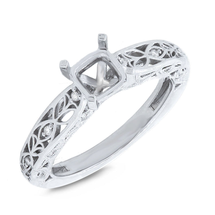 0.11ct 14k White Gold Diamond Semi-mount Ring