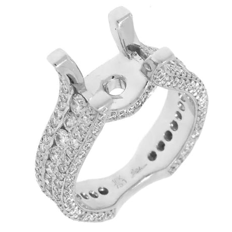 1.90ct 18k White Gold Diamond Semi-mount Ring Size 5