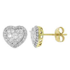0.41ct 14k Two-tone Gold Diamond Heart Stud Earring