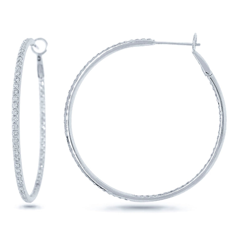 1.29ct 14k White Gold Diamond Hoop Earring