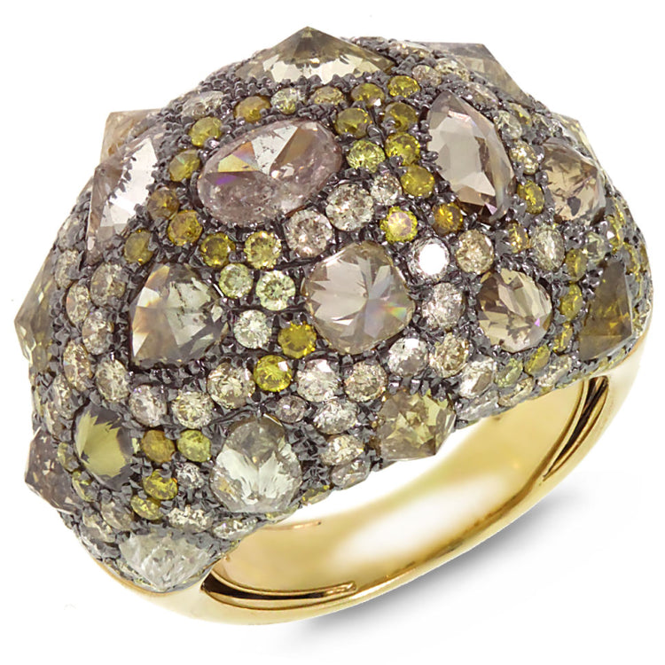 9.52ct 18k Yellow Gold Fancy Color Diamond Ring
