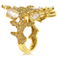 2.67ct 18k Yellow Gold Fancy Color Diamond Ring