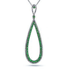 0.36ct Diamond & 0.97ct Green Garnet 14k White Gold Pendant