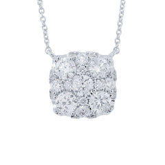 1.00ct 14k White Gold Diamond Cluster Necklace