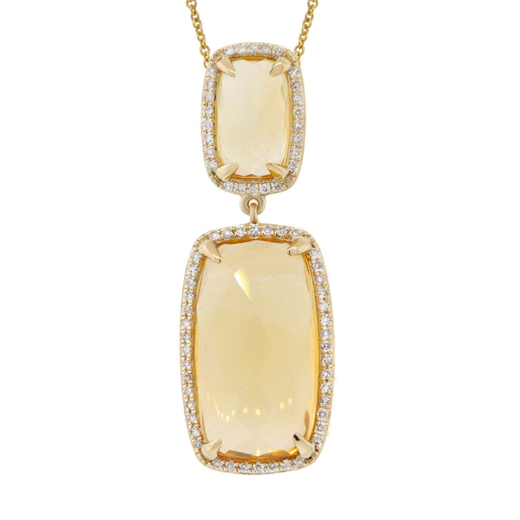 0.21ct Diamond & 8.91ct Citrine 14k Yellow Gold Pendant