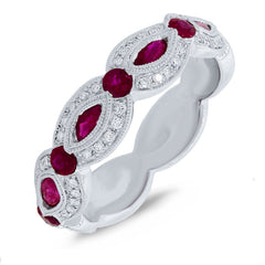 0.18ct Diamond & 0.95ct Ruby 14k White Gold Lady's Ring