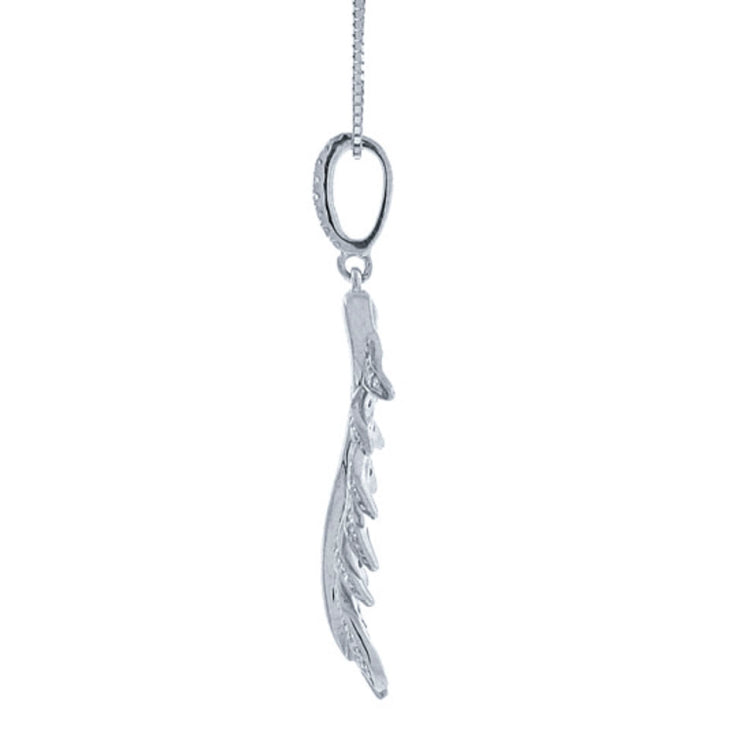 0.35ct 14k White Gold Diamond Feather Pendant