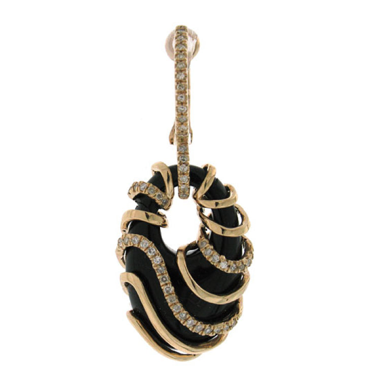0.50ct Diamond & 18.68ct Onyx 14k Rose Gold Earring