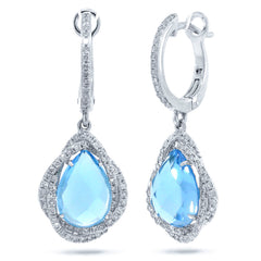 0.48ct Diamond & 4.56ct Blue Topaz 14k White Gold Earring