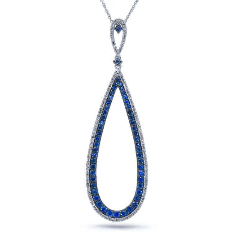 0.36ct Diamond & 1.08ct Blue Sapphire 14k White Gold Pendant