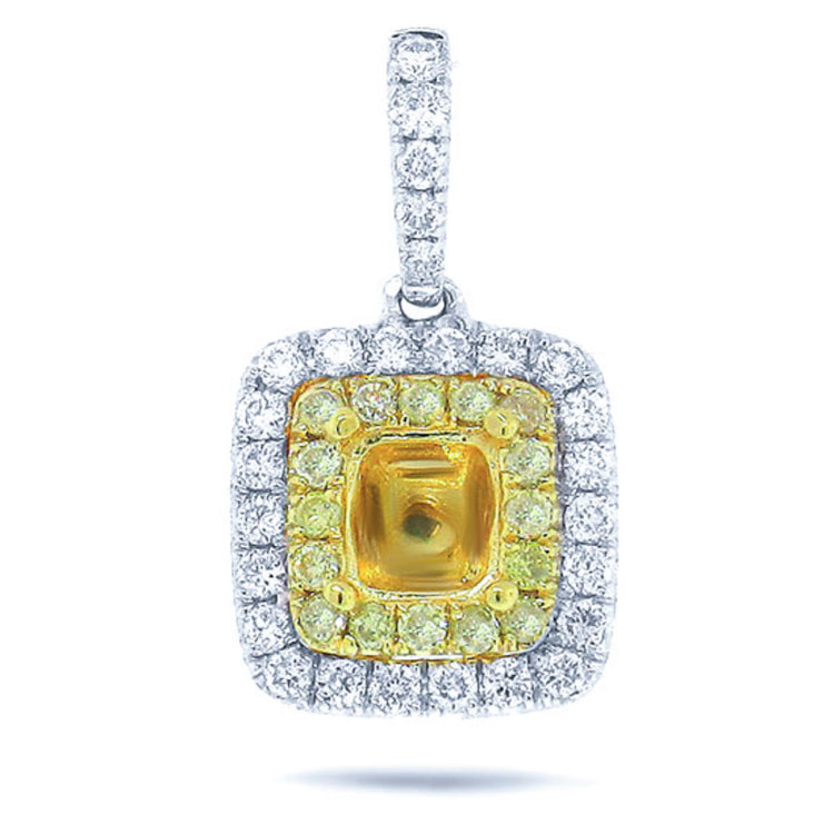 0.36ct 14k Two-tone Gold Diamond Semi-mount Pendant