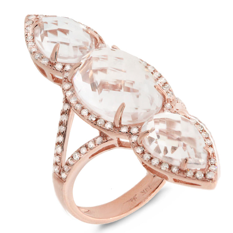 0.56ct Diamond & 9.44ct White Topaz 14k Rose Gold Ring