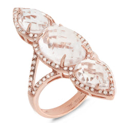 0.56ct Diamond & 9.44ct White Topaz 14k Rose Gold Ring