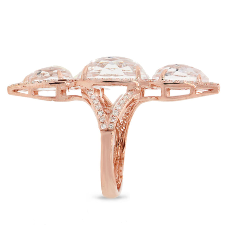 0.56ct Diamond & 9.44ct White Topaz 14k Rose Gold Ring