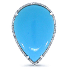 0.22ct Diamond & 14.68ct Composite Turquoise 14k White Gold Ring
