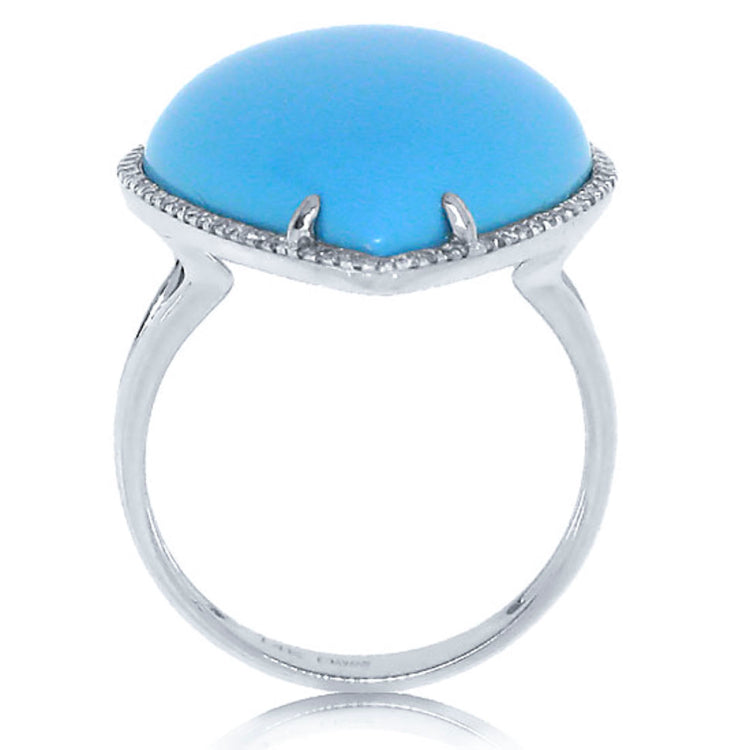0.22ct Diamond & 14.68ct Composite Turquoise 14k White Gold Ring