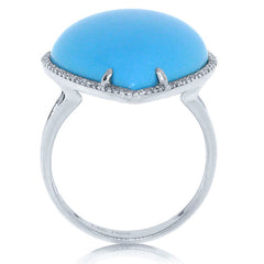 0.22ct Diamond & 14.68ct Composite Turquoise 14k White Gold Ring