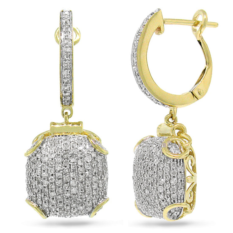 0.93ct 14k Yellow Gold Diamond Pave Earring