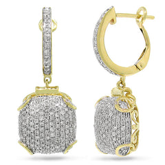 0.93ct 14k Yellow Gold Diamond Pave Earring