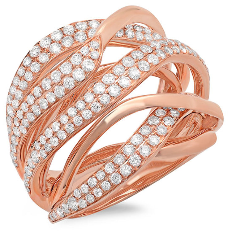 1.30ct 14k Rose Gold Diamond Bridge Ring