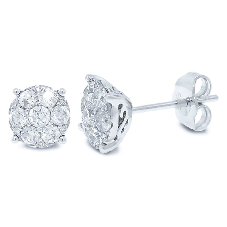 0.67ct 14k White Gold Diamond Cluster Stud Earring